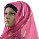 High quality gold bronzing print long muslim head scarf hijab with leaves shape for women