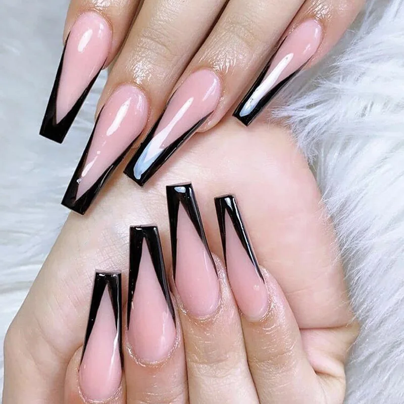 Naixi Nails Trendy Long Ballerina Pink Black French Press On Nails Tips Full Cover Custom Artificial Fingernails Packaging Box, Natural,multi-color,customized color
Naixi Nails Trendy Long Ballerina Pink Black French Press On Nails Tips Full Cover Custom Artificial Fingernails Packaging Box, Natural,multi-color,customized color