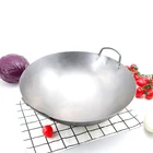Small Iron Wok Traditional Handmade Non-Stick Pan Non-Coating Two Handle Gas Cooker Cookware