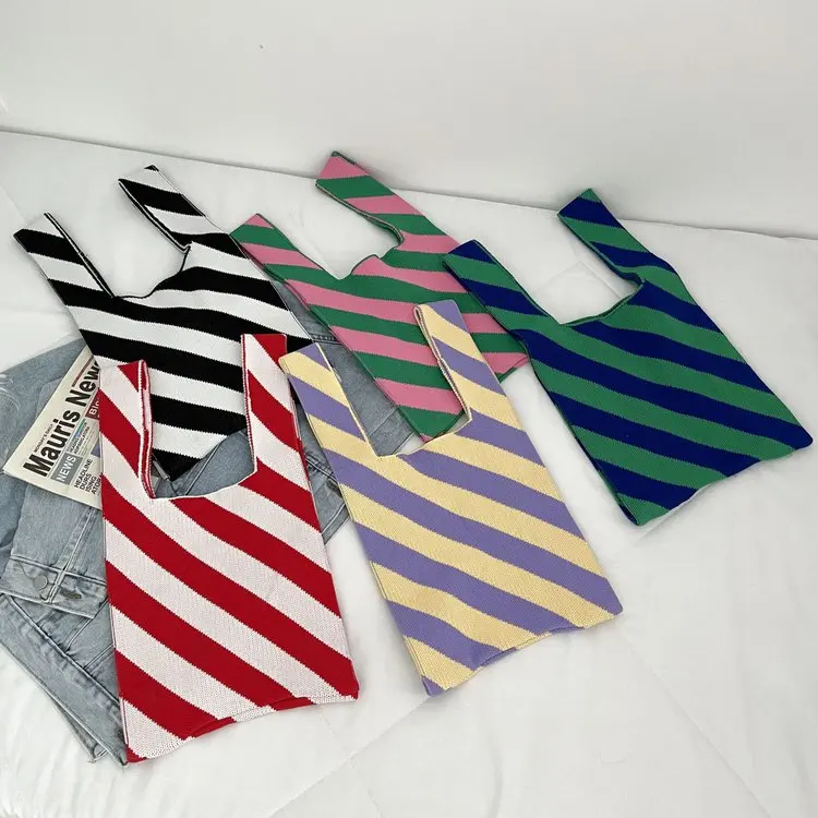 Japanese Design Knitted Stripe Vest Shopping Purse Wholesale Summer Custom Retro Casual Beach Handbag, Customizable
Japanese Design Knitted Stripe Vest Shopping Purse Wholesale Summer Custom Retro Casual Beach Handbag, Customizable