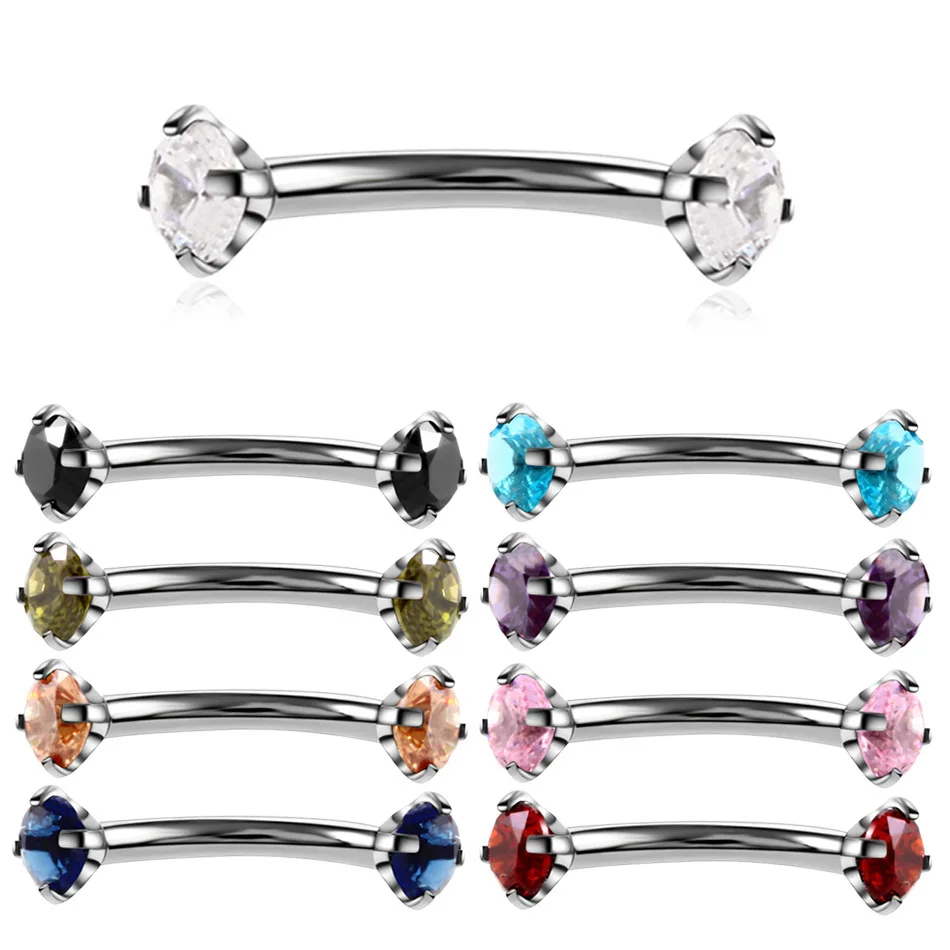 YW Wholesale Colorful Cz Stainless Steel Internally Threaded Curved Barbell Curved Eyebrow Piercings
YW Wholesale Colorful Cz Stainless Steel Internally Threaded Curved Barbell Curved Eyebrow Piercings