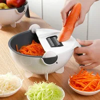 

Magic Vegetable Cutter With Drain Basket 9 in 1 Multi-function Kitchen Veggie Fruit Shredder Grater Slicer Lowest Price Walmart