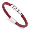 Men women pop lettering metal wraparound charm Magnetic buckle spiral Leather bracelet