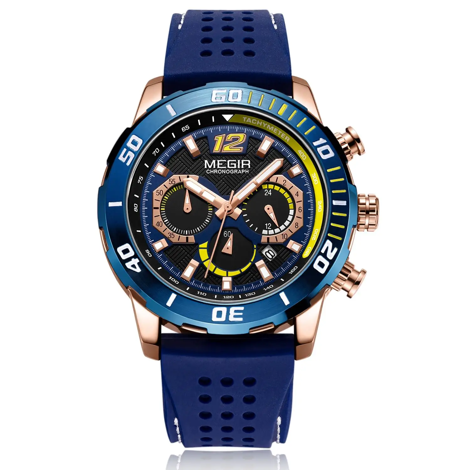 Relojes Hombre Megir 2109 Silicone Chronograph Men Quartz Watches Top Brand Luxury Military Sport Watch, Black, blue, rose, silver
Relojes Hombre Megir 2109 Silicone Chronograph Men Quartz Watches Top Brand Luxury Military Sport Watch, Black, blue, rose, silver