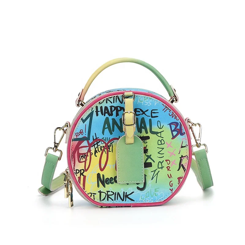 Hot Sale PU Women Black Fashion Rainbow Round Crossbody Graffiti Bag For Women Zipper Handbag, Black, colorful
Hot Sale PU Women Black Fashion Rainbow Round Crossbody Graffiti Bag For Women Zipper Handbag, Black, colorful