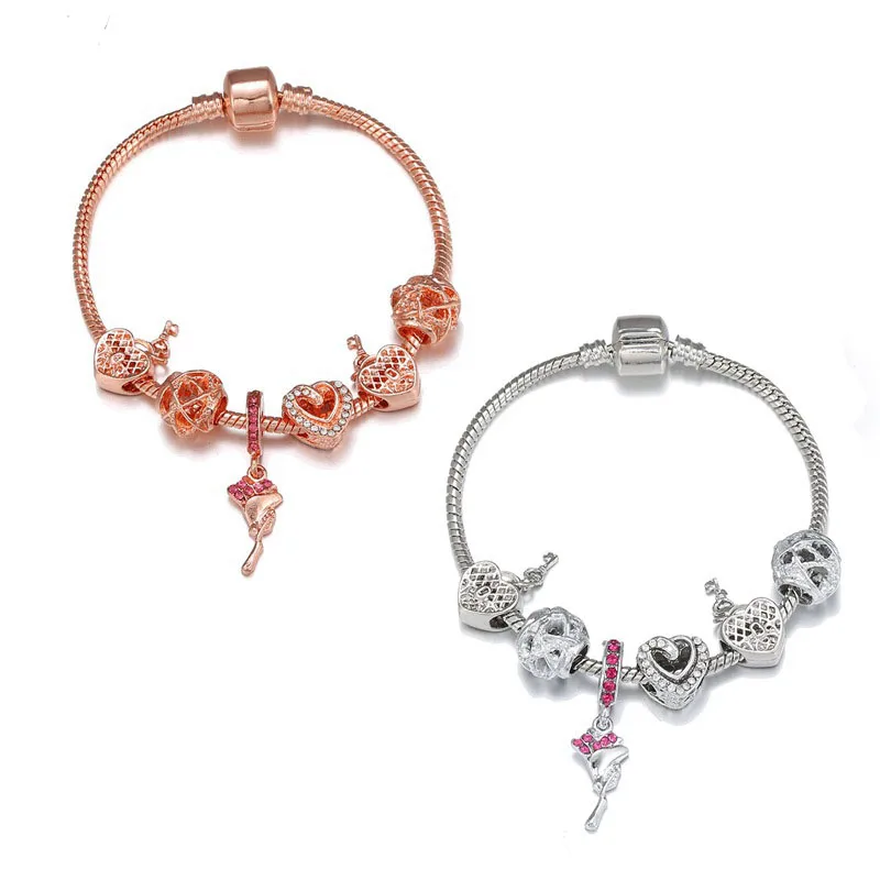 Fashion new style Rose pendant Love beads charm Bracelet jewelry Festivals gift for women, 2 color
Fashion new style Rose pendant Love beads charm Bracelet jewelry Festivals gift for women, 2 color