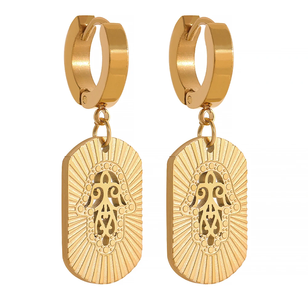 JINYOU 1791 Fashion Palm Square Geometric Pendant Drop Dangle Earrings Charm Gold Color Fatima Trendy Stainless Steel Jewelry
JINYOU 1791 Fashion Palm Square Geometric Pendant Drop Dangle Earrings Charm Gold Color Fatima Trendy Stainless Steel Jewelry