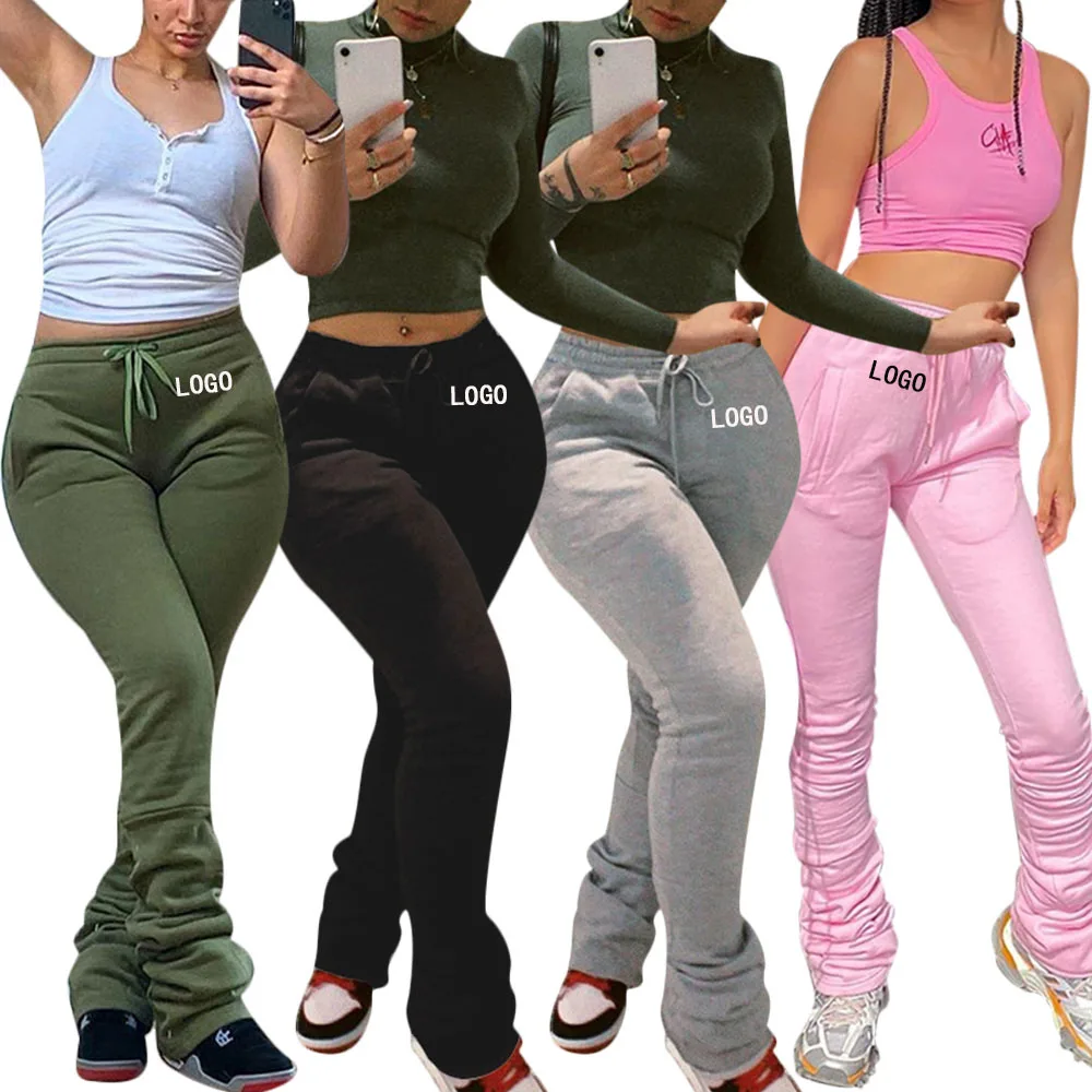 Custom Logo Jogging Stretchy Waist Pleated Trousers Solid Color Stacked Leggings Workout Sweat Pants Women
Custom Logo Jogging Stretchy Waist Pleated Trousers Solid Color Stacked Leggings Workout Sweat Pants Women