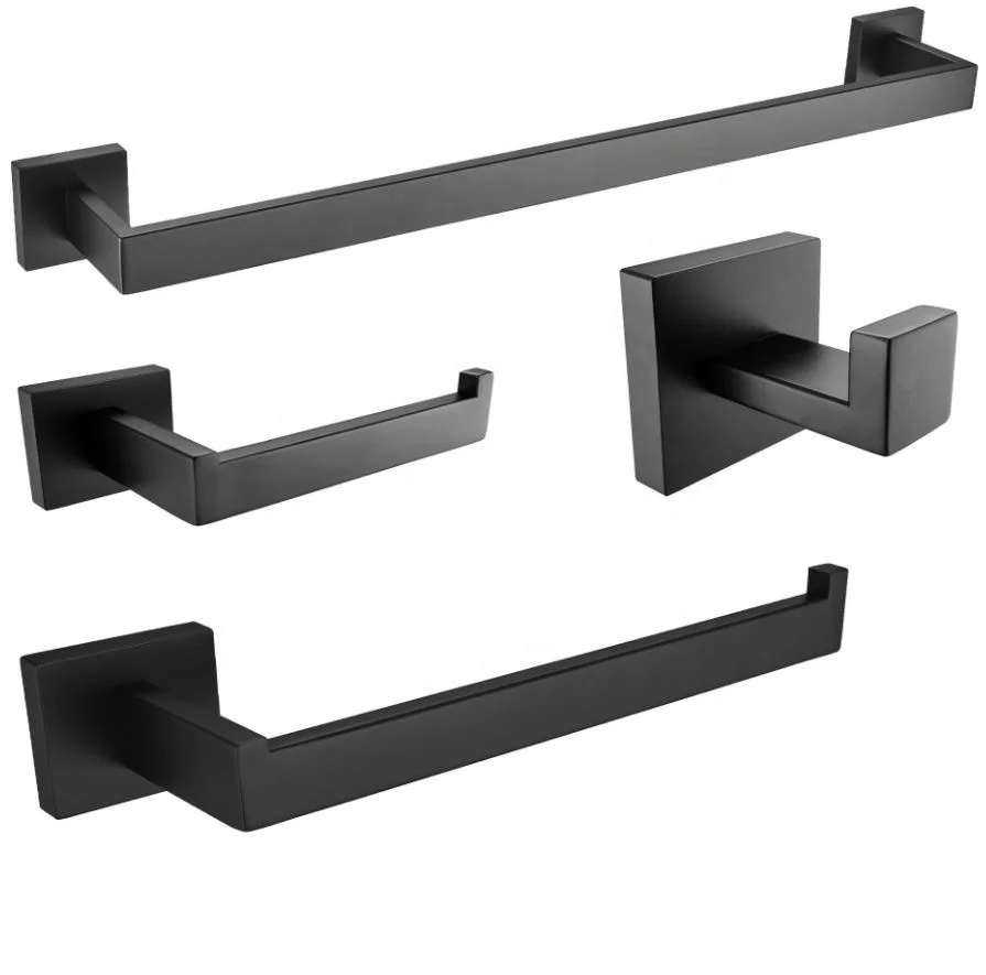 Hot sale hotel home wall mounted stainless steel 304 4pcs rose gold black bathroom accessories set, Black, gold, rose gold, silver
Hot sale hotel home wall mounted stainless steel 304 4pcs rose gold black bathroom accessories set, Black, gold, rose gold, silver