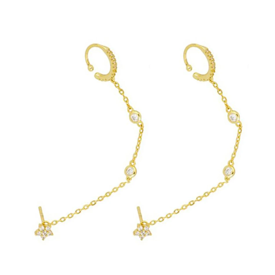 Wholesale 925 Sterling Silver 18k Gold Plated Flower Cubic Zircon Chain Ear Cuff Earrings
Wholesale 925 Sterling Silver 18k Gold Plated Flower Cubic Zircon Chain Ear Cuff Earrings