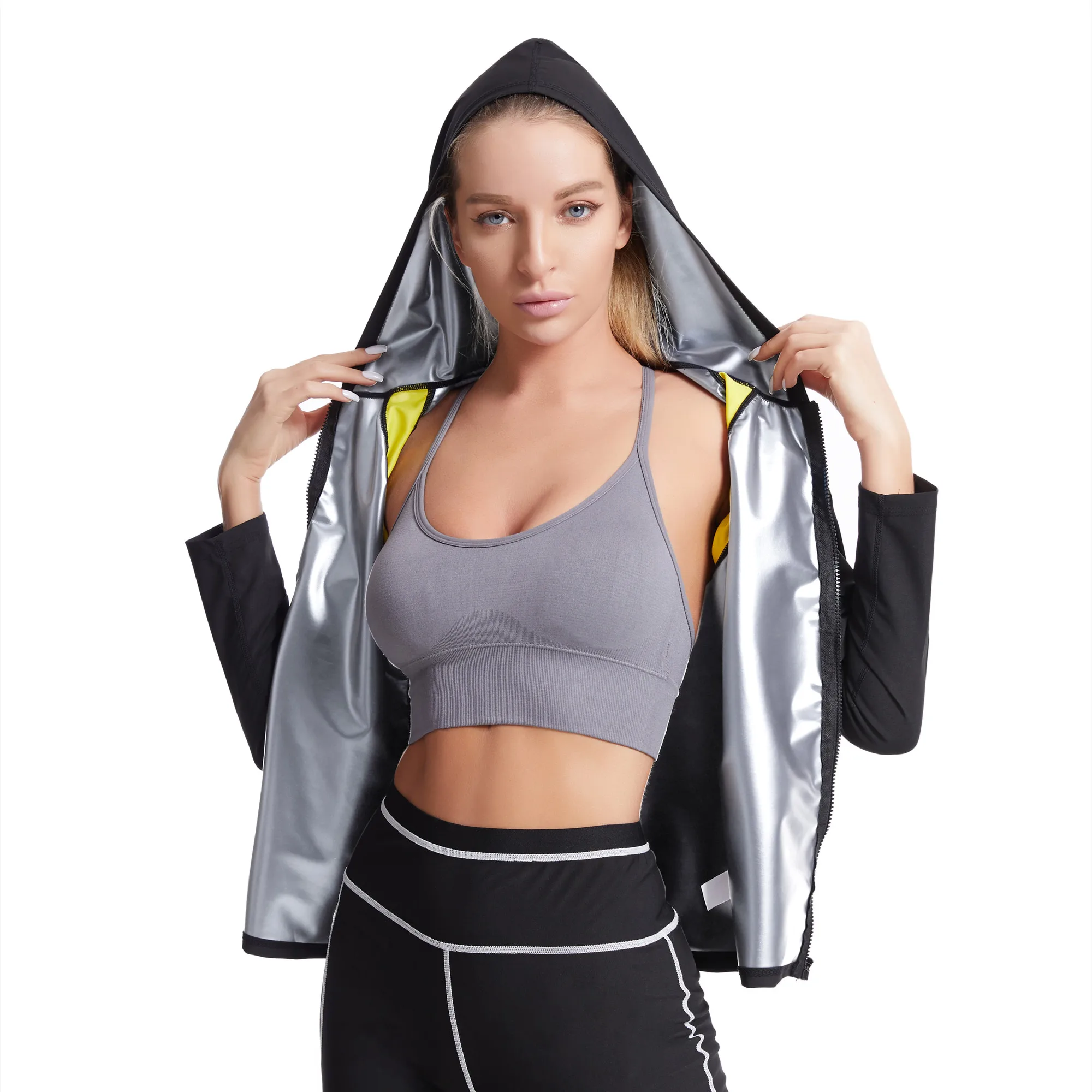 Super Slimming Body Shaper Workout Sweat Jacket Tops Sauna Suit for Women Weight Loss with Hoodie
Super Slimming Body Shaper Workout Sweat Jacket Tops Sauna Suit for Women Weight Loss with Hoodie