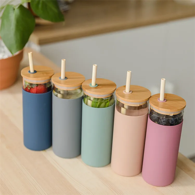 BPA Free 24oz Glass Tumbler Glass Water Bottle with Straw Silicone Sleeve Bamboo Lid
BPA Free 24oz Glass Tumbler Glass Water Bottle with Straw Silicone Sleeve Bamboo Lid