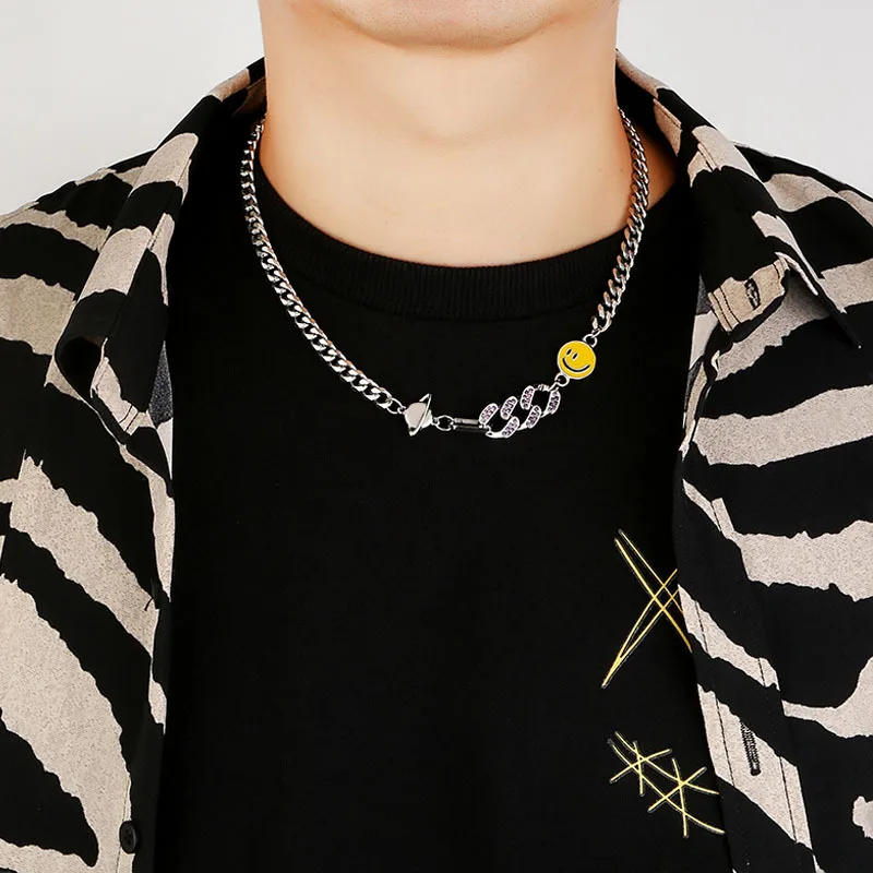 Fashion Hip Hop Diamond Smiley Cuban Link Necklace Necklace 316L Stainless Steel Men's Necklace
Fashion Hip Hop Diamond Smiley Cuban Link Necklace Necklace 316L Stainless Steel Men's Necklace