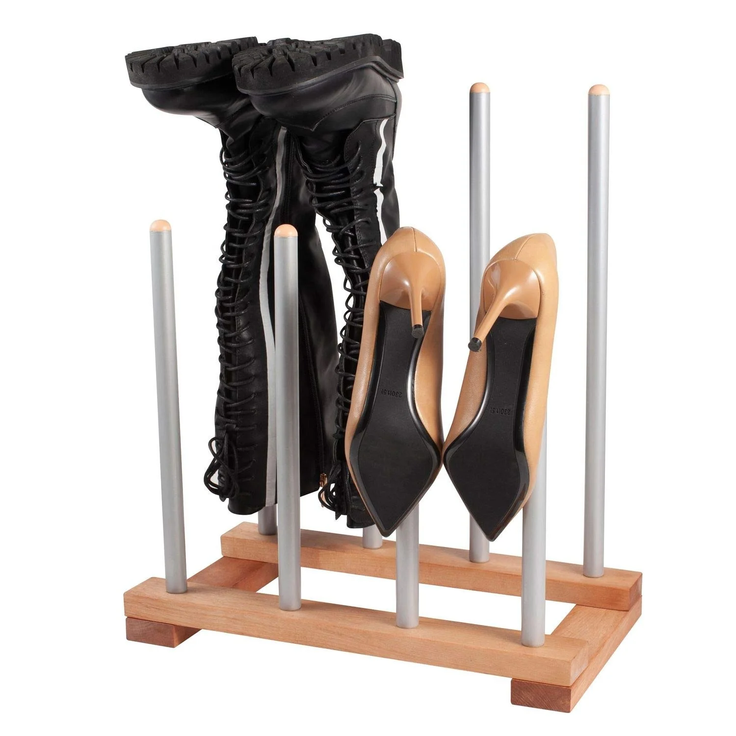 Wood and Steel Boot Rack Free Standing Space Saving Shoes Storage Organizer all Knee-High Hiking Riding Rain or Work Boots
Wood and Steel Boot Rack Free Standing Space Saving Shoes Storage Organizer all Knee-High Hiking Riding Rain or Work Boots