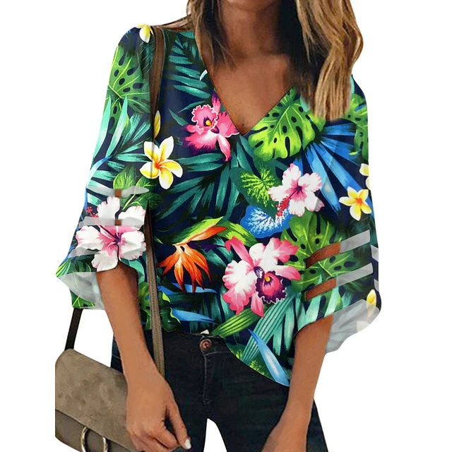 Hawaiian Tropical Hibiscus Pattern Ladies V Neck Oversize Blusas Shirts Female Soft Chiffon batwing Sleeved Clothes
Hawaiian Tropical Hibiscus Pattern Ladies V Neck Oversize Blusas Shirts Female Soft Chiffon batwing Sleeved Clothes