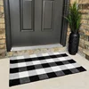 Youyue Cotton Plaid Rugs Black and White Checkered Rug Welcome Door Mat for Bathroom/Living Room