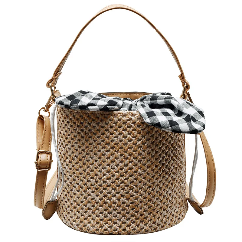 Straw Crossbody Shoulder Bag Drawstring Bucket Summer Beach Bag, White
Straw Crossbody Shoulder Bag Drawstring Bucket Summer Beach Bag, White