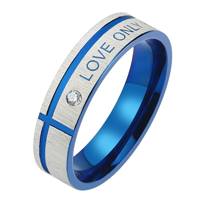 Japanese and Korean jewelry titanium steel English letters love only you blue stainless steel lettering slotted ring, Steel color
Japanese and Korean jewelry titanium steel English letters love only you blue stainless steel lettering slotted ring, Steel color