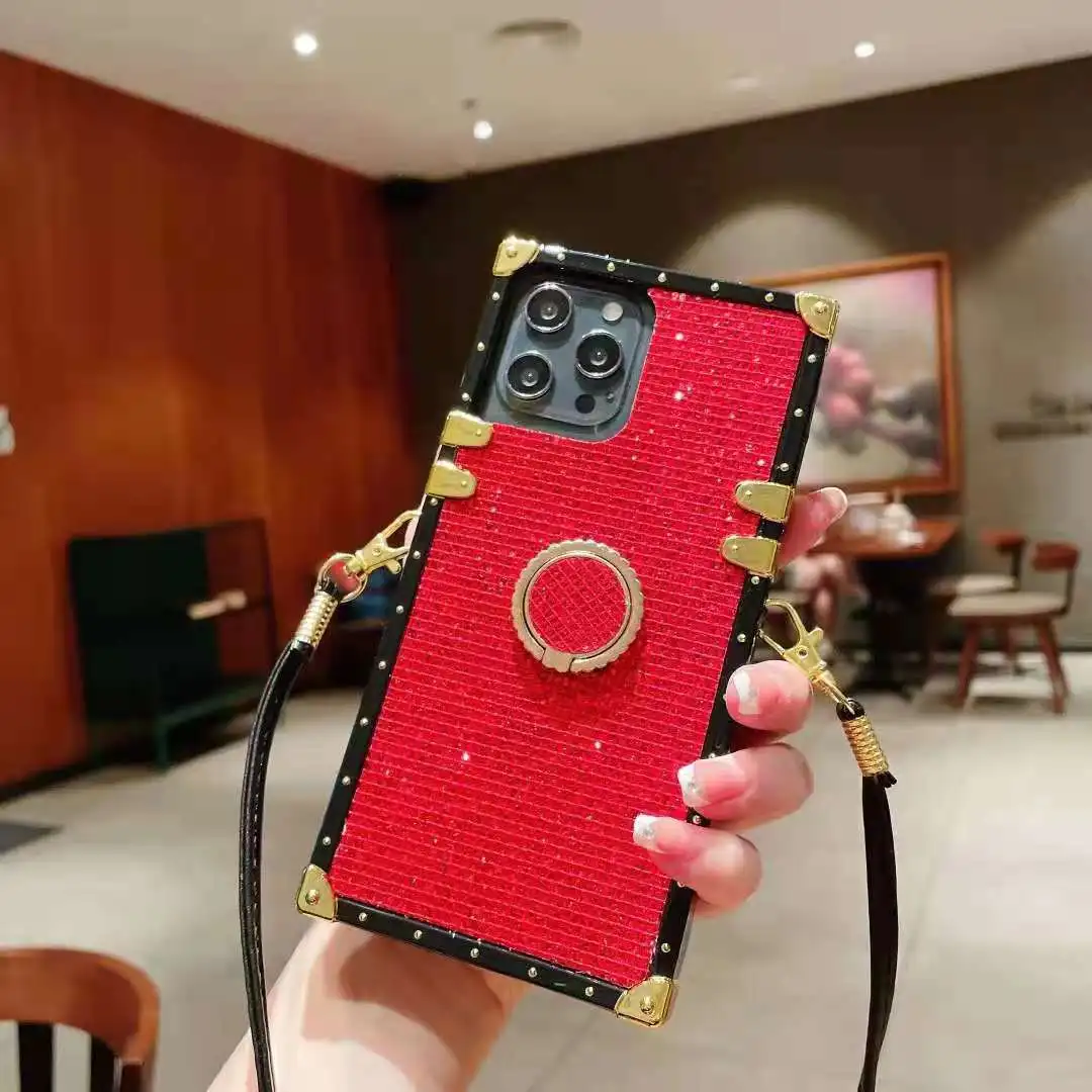 2021 new six-color flash drill with rope bracket mobile phone case for iPhone12promax square anti-fall protective cover, 6 colors
2021 new six-color flash drill with rope bracket mobile phone case for iPhone12promax square anti-fall protective cover, 6 colors