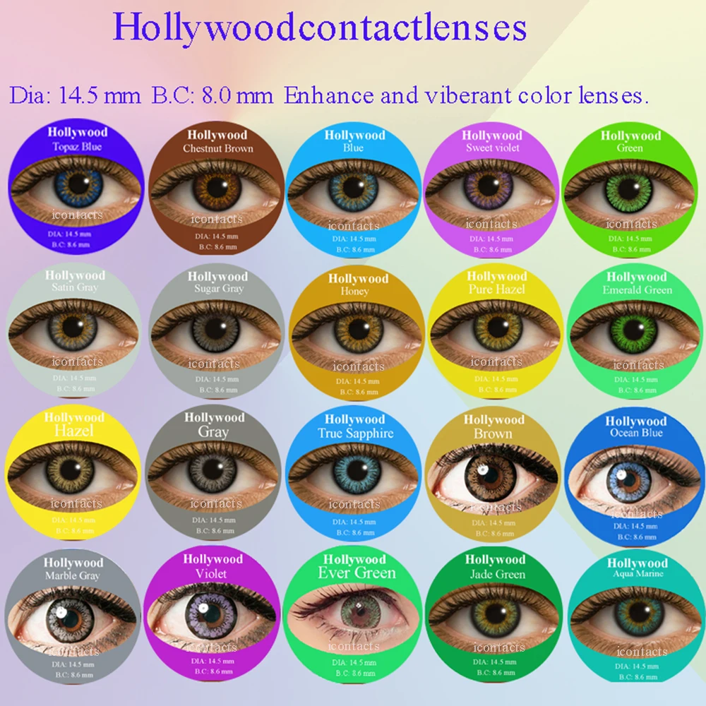 

20 colors with case in freeshipping 50 pairs luxury color lenses hollywood contact lenses halloween hollywood contact len