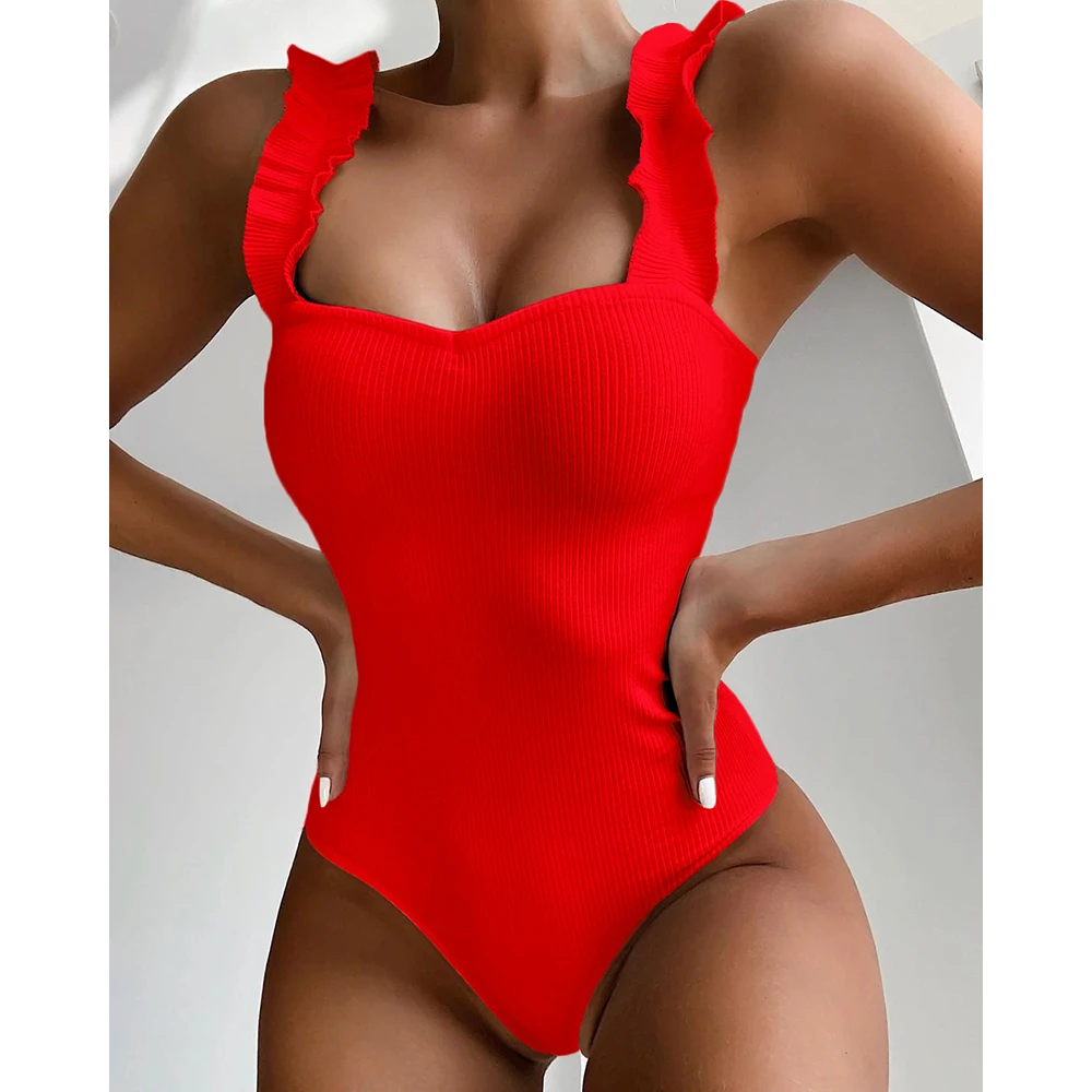 EVISPORTS 2021 New Sexy Female Swimsuit Vintage One Piece Ruffled Push Up Solid Red Swimwear Women Monokini Padded Bathing Suits
EVISPORTS 2021 New Sexy Female Swimsuit Vintage One Piece Ruffled Push Up Solid Red Swimwear Women Monokini Padded Bathing Suits
