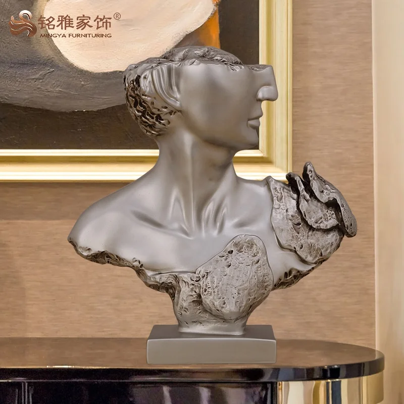 Modern art craft resin decorative abstract half human face body figure resin sculpture