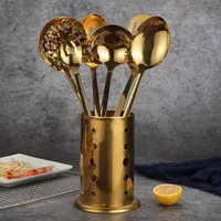 

Gold Titanium Stainless Steel Cooking Tools Spoon Shovel Cookware Kitchen Tools Cocina Utensilios Spatula Ladle Kitchenware