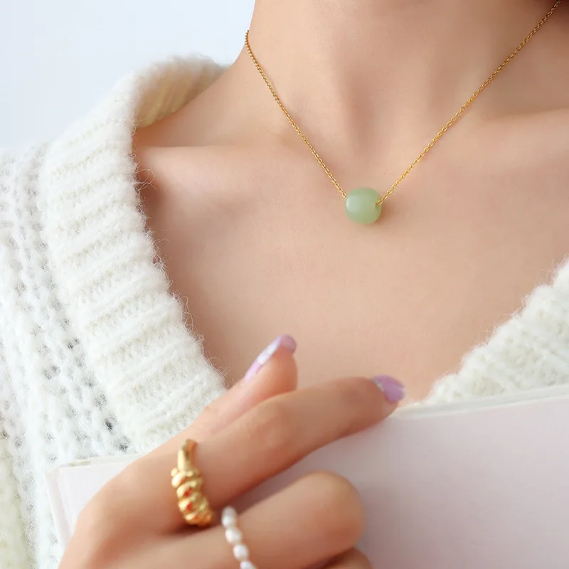 Good Luck Fashion Jewelry Stainless Steel Link Chain Round Coin Jadeite Pendant Necklace Green Genuine Natural Jade Necklace
Good Luck Fashion Jewelry Stainless Steel Link Chain Round Coin Jadeite Pendant Necklace Green Genuine Natural Jade Necklace