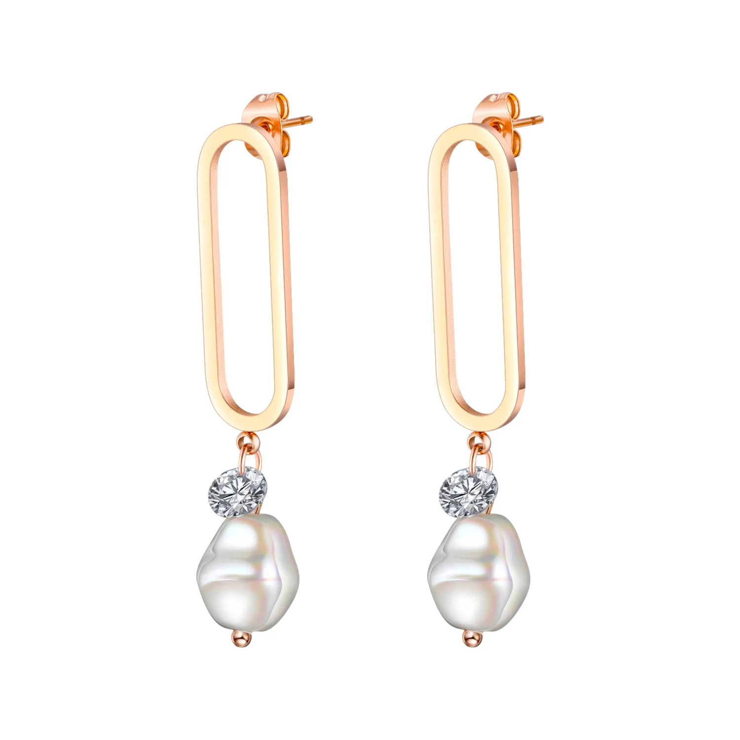 Fashion Geometric Oval Stainless Steel Drop Earrings Irregular Pearl Crystal Dangle Earrings Jewelry (SK981), Rose gold
Fashion Geometric Oval Stainless Steel Drop Earrings Irregular Pearl Crystal Dangle Earrings Jewelry (SK981), Rose gold