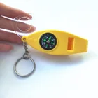 Yellow color 4 function whistle with thermometer magnifier glass