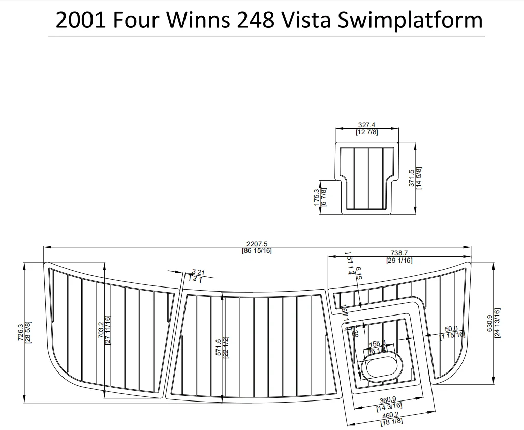 

2001 Four Winns 248 Vista Swim Platform Pad Boat EVA Teak Decking 1/4" 6mm