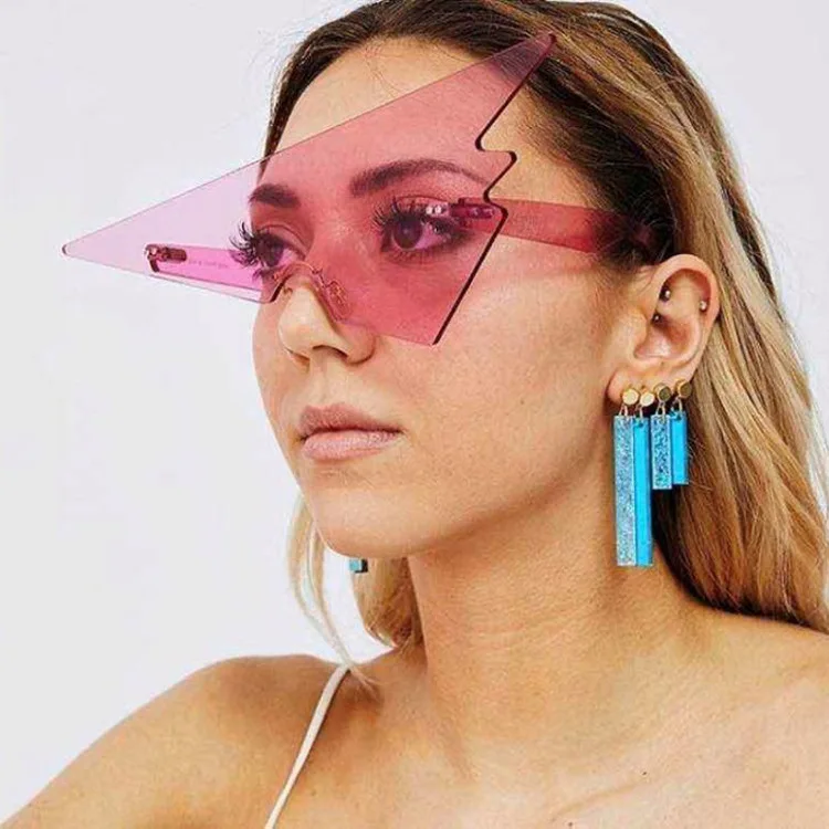 Retro triangle rimless extra sunglasses women candy color one piece fashion party funny sun glasses, As the picture shows
Retro triangle rimless extra sunglasses women candy color one piece fashion party funny sun glasses, As the picture shows