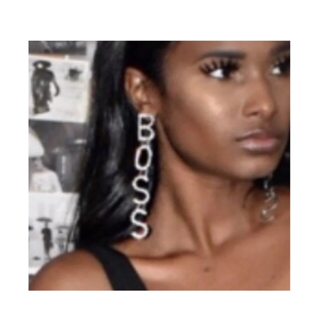 2021 Wholesale New Arrivals Cocktail Party Fashion Long Gold Silver Crystal Letter Word Earrings Rhinestone Boss Glam Earrings
2021 Wholesale New Arrivals Cocktail Party Fashion Long Gold Silver Crystal Letter Word Earrings Rhinestone Boss Glam Earrings