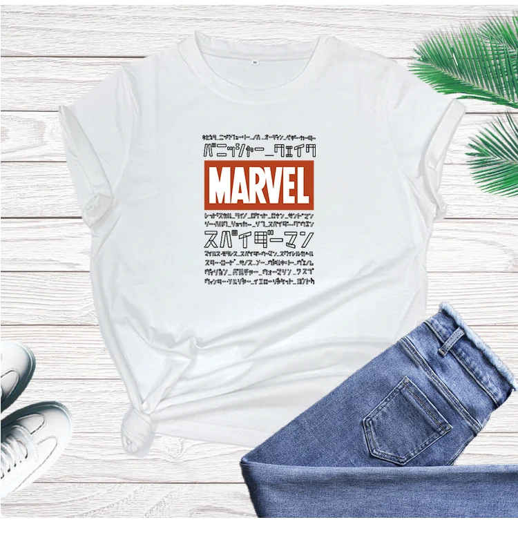 Camisetas De Mujer Summer MARVEL Letter Printed Short-sleeved T-Shirt Casual Fashion Wholesale Shirts Tee Cloth
Camisetas De Mujer Summer MARVEL Letter Printed Short-sleeved T-Shirt Casual Fashion Wholesale Shirts Tee Cloth