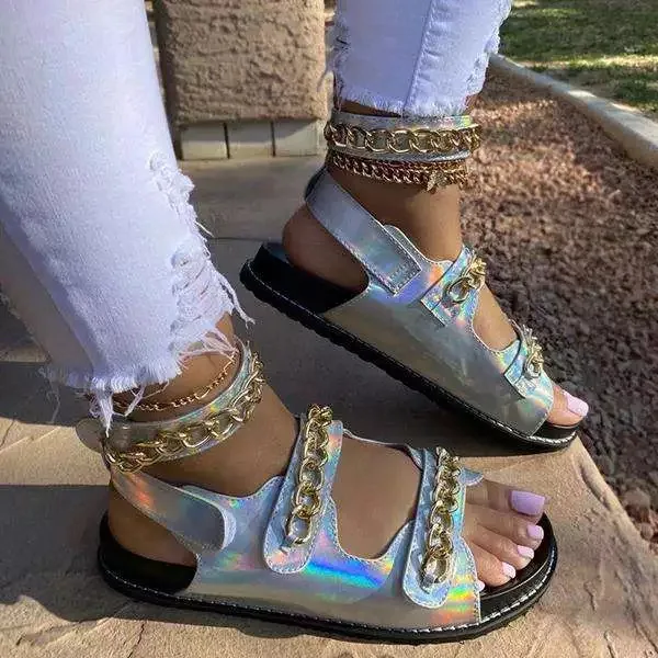 New women's sandals magic button chain adorns luxury platform women's sandals, Brown,rainbow
New women's sandals magic button chain adorns luxury platform women's sandals, Brown,rainbow