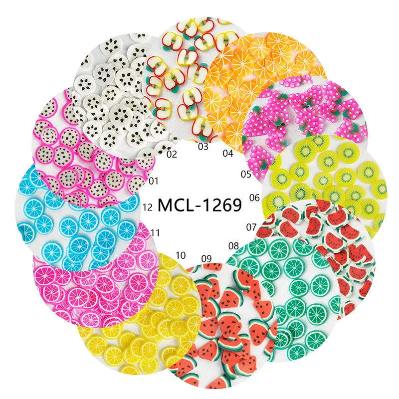Wholesale 3D Cute polymer clay summer fruit slices charms nail art decoration for kids
Wholesale 3D Cute polymer clay summer fruit slices charms nail art decoration for kids