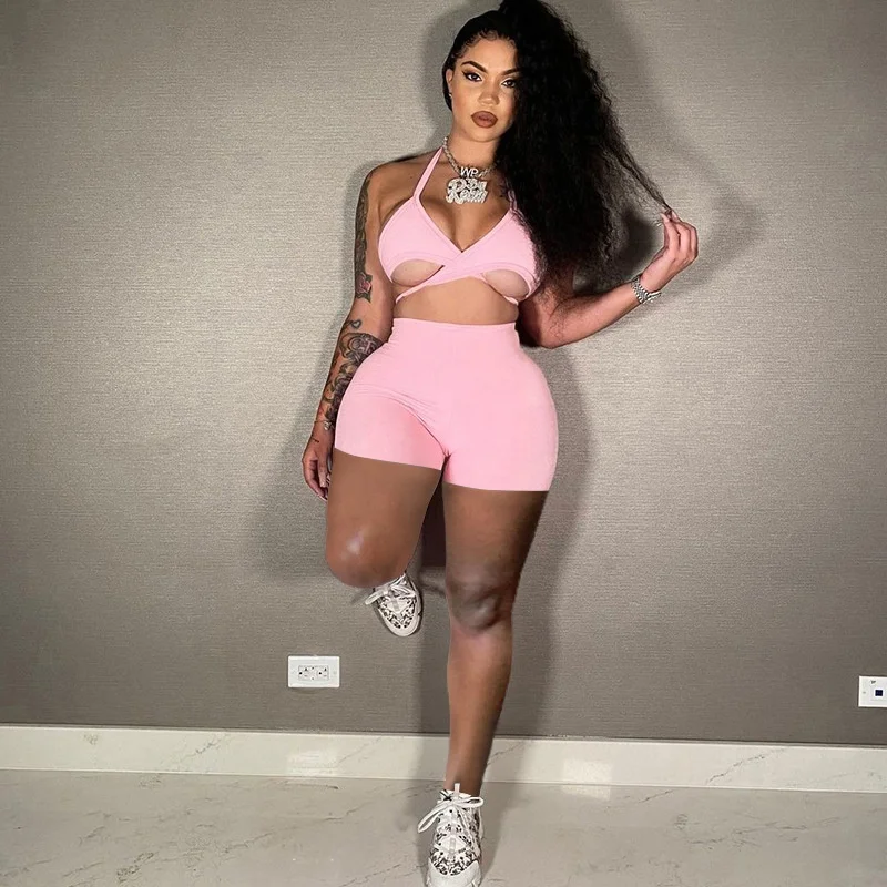 XLL-hot sales halter summer cross corset pink short sleeveless backless women sets two piece, As picture or customized color
XLL-hot sales halter summer cross corset pink short sleeveless backless women sets two piece, As picture or customized color