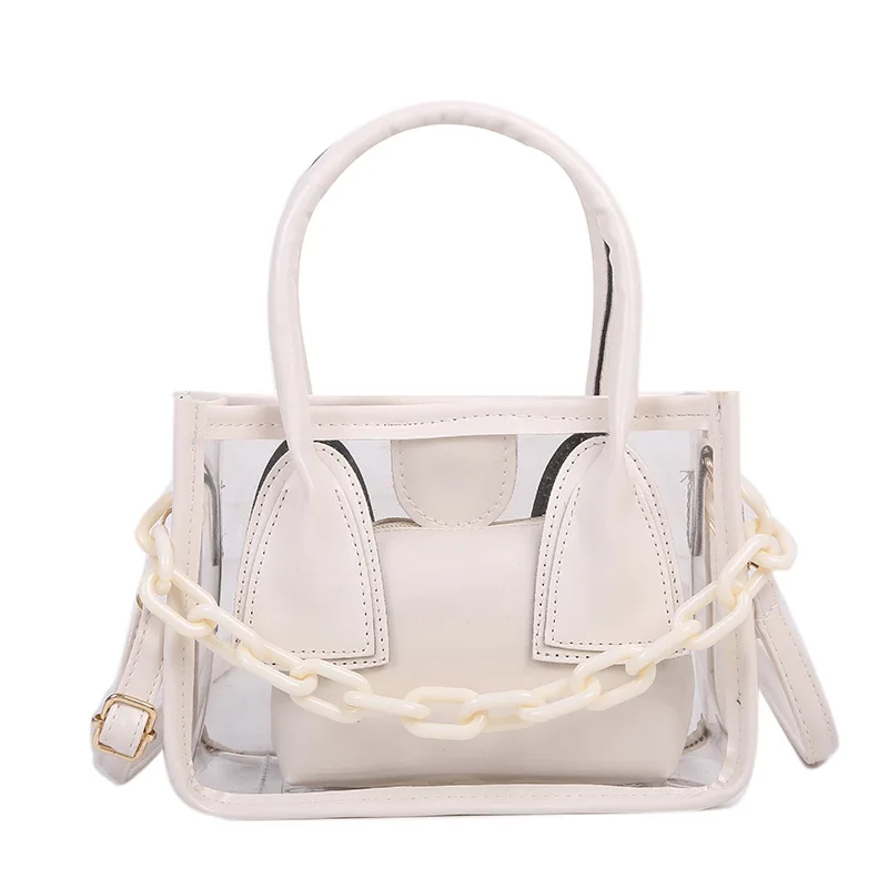2021 Fashion Wholesale Women Simplicity Summer Jelly Transparent Bags Pvc Handbag Ladies Tote Handbags, White,purple,black
2021 Fashion Wholesale Women Simplicity Summer Jelly Transparent Bags Pvc Handbag Ladies Tote Handbags, White,purple,black
