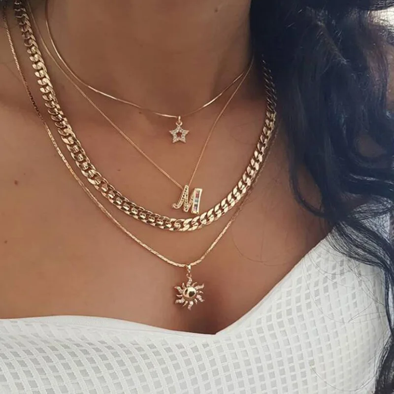 Fashion letter M crystal star necklace creative sun pendant metal thick chain clavicle statement necklace, Picture
Fashion letter M crystal star necklace creative sun pendant metal thick chain clavicle statement necklace, Picture
