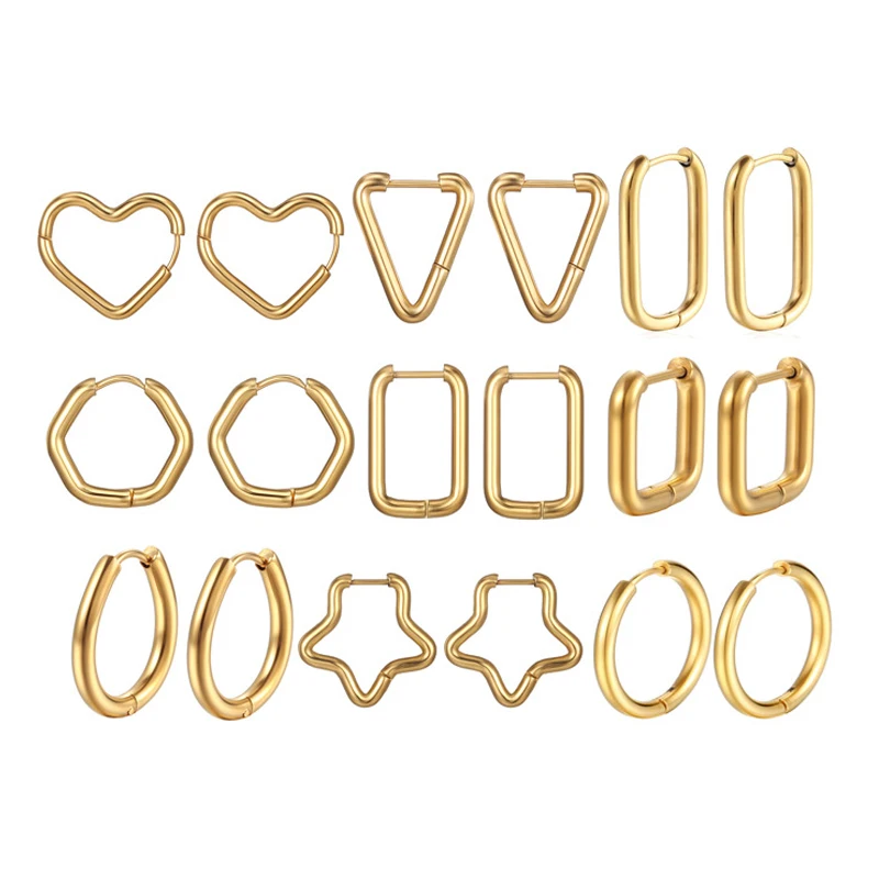 Simple Love Stainless Steel Earrings Stars Heart Gold Women Hoop Huggie Earrings Fashion jewelry Accessory gift
Simple Love Stainless Steel Earrings Stars Heart Gold Women Hoop Huggie Earrings Fashion jewelry Accessory gift
