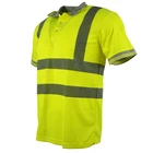 Good quality 100% polyester breathable hi vis reflective men work wear safety polo shirt