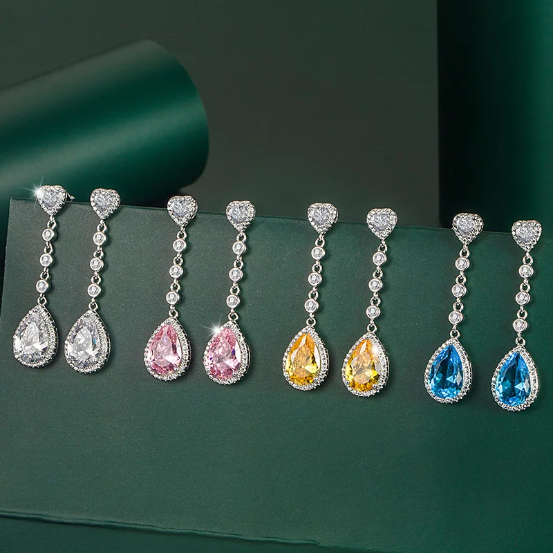 S925 Sterling Silver Colorful Diamond Cabochon Stud Earrings Bling Bling Pear Shape Gemstone Long Earrings
S925 Sterling Silver Colorful Diamond Cabochon Stud Earrings Bling Bling Pear Shape Gemstone Long Earrings