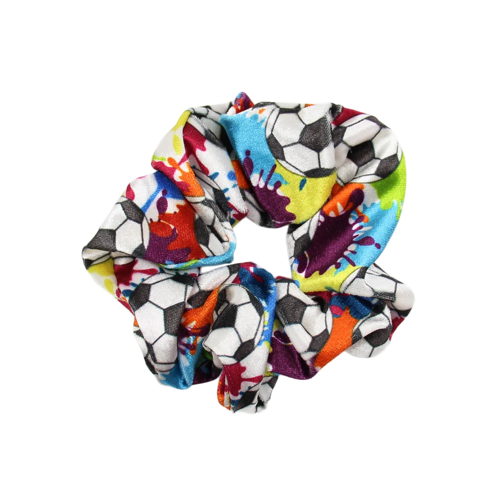 Wholesale Well Popular Football Sublimated Velvet Scrunchies