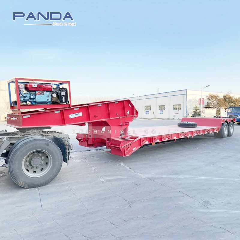 Hydraulic 2 axle 40ton 50 ton detachable front load gooseneck lowbed lowboy semi trailers