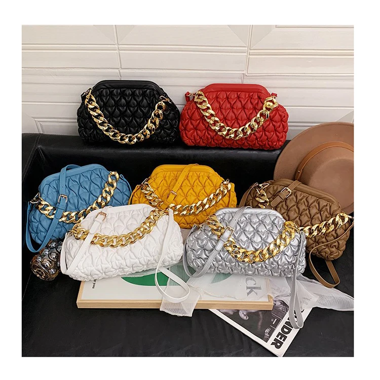 Retro Thick Chain Ladies Clip Clutch Luxury Brand Ruched Dumpling Bags Solid Color Embroidery Shoulder Crossbody Bags Handbags
Retro Thick Chain Ladies Clip Clutch Luxury Brand Ruched Dumpling Bags Solid Color Embroidery Shoulder Crossbody Bags Handbags