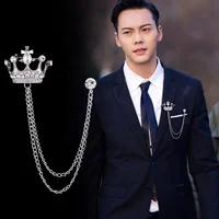 2020 Wholesale New Jewelry Men's Clothing Accessories Gold and Silver Zircon Brooch Crown Chain Brooch
2020 Wholesale New Jewelry Men's Clothing Accessories Gold and Silver Zircon Brooch Crown Chain Brooch