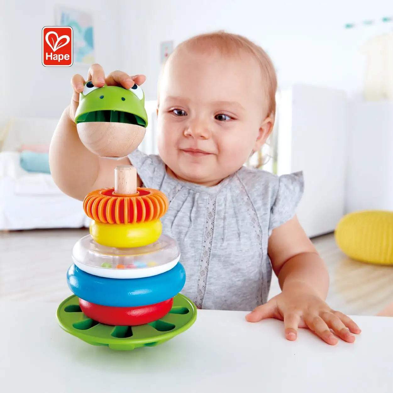 Baby Wobbly Base Frog Rainbow Wooden Stacking Toy with Plastic Rings for Preschool Children Stacker 12 month
Baby Wobbly Base Frog Rainbow Wooden Stacking Toy with Plastic Rings for Preschool Children Stacker 12 month