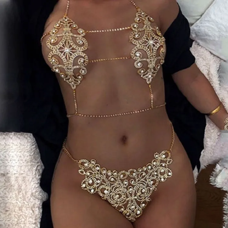 Sexy Shiny Nightclub Party Crystal Flower Rhinestone Body Chain Bra Bikini Jewelry Set For Women, Gold/silver
Sexy Shiny Nightclub Party Crystal Flower Rhinestone Body Chain Bra Bikini Jewelry Set For Women, Gold/silver