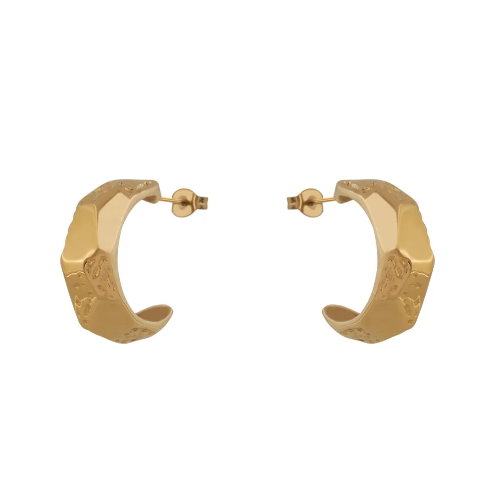 Latest 18K Gold Plated Stainless Steel Jewelry Irregular Printed C Shape Hoop Earring For Women Accessories Earrings E221468
Latest 18K Gold Plated Stainless Steel Jewelry Irregular Printed C Shape Hoop Earring For Women Accessories Earrings E221468