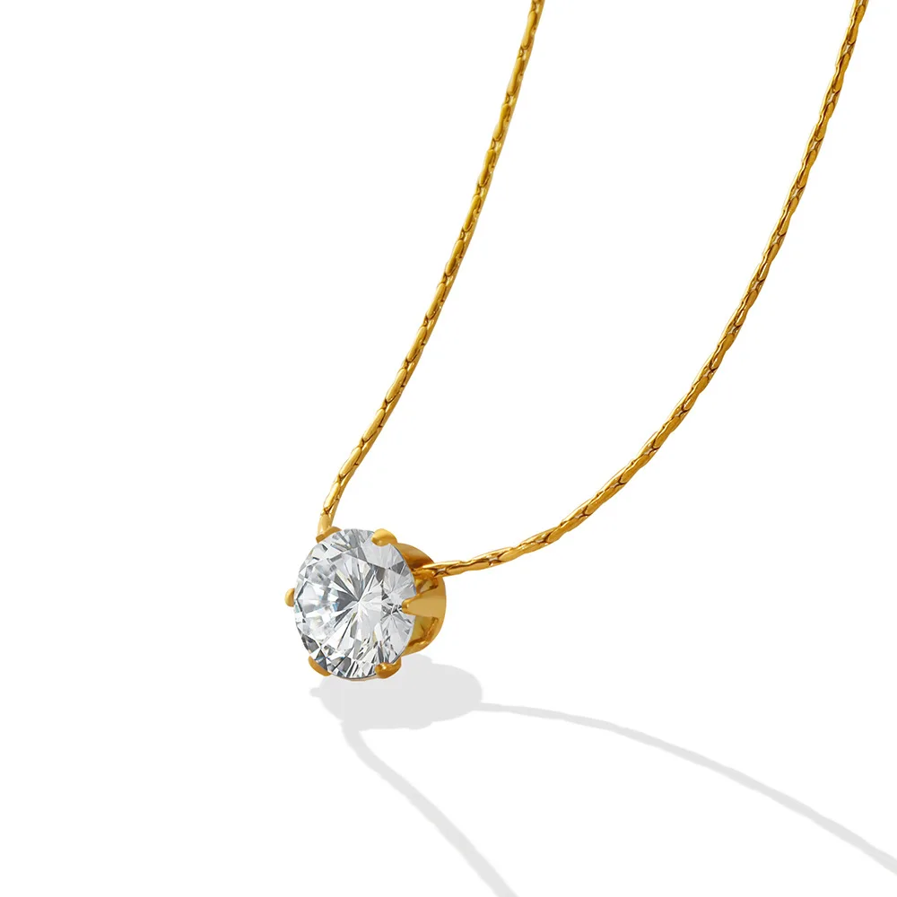 Wholesale Women Fashion Jewelry 18k Gold Plated Stainless Steel Summer Clavicle Necklace Single Zircon Diamond Pendant Necklace
Wholesale Women Fashion Jewelry 18k Gold Plated Stainless Steel Summer Clavicle Necklace Single Zircon Diamond Pendant Necklace